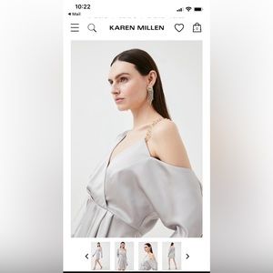 Satin Crepe Chain Trim Draped Mini Dress